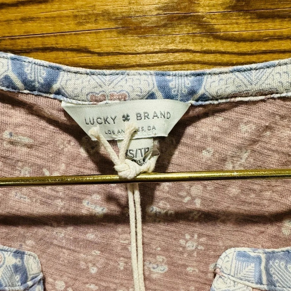 NEW Lucky Brand v neck print flowy tank top USXS  festival beach casual airy - Picture 3 of 5